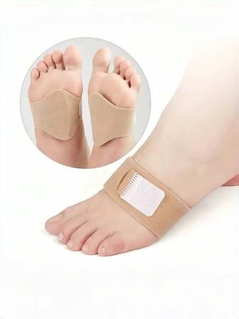 1 par de soportes de arco elásticos con cojín suave, protector de pie de silicona en la parte inferior, soporte de arco antideslizante para hombres y mujeres, diseño ergonómico para uso diurno y nocturno