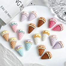 10/30/50pcs Mini Ice Cream Cone Resin Charms, Suitable For DIY Phone Case, Hair Accessories And Craft Kits - Random Mix - Multicolor - View 8