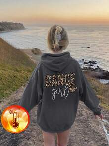 Áo nỉ chui đầu in họa tiết thường ngày, mềm mại và dày dặn, tay dài, áo nỉ có mũ nhiều màu sắc, phù hợp cho mùa thu/đông, học sinh và trẻ em, phong cách độc đáo, trang phục nữ tính, trang phục ngày Valentine. - Màu xám đen - Xem 2