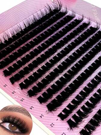 12 排 100D 貂皮睫毛，3D 蓬松浓密假睫毛，柔软自然，混合长度 10 毫米-20 毫米，分段睫毛延长