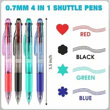 4 Peices Basic MultiColor Pen In One 4-Color Retractable Ballpoint Pens 0.7mm Smooth Shuttle Pens For Adults Students Nurses Teacher Party Favors Goody Bag Stuffers Carnival Prizes 4 - đenđỏxanh lamxanh lục - Xem 3