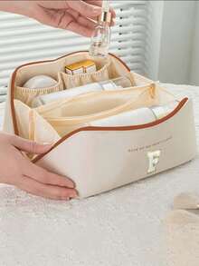 Premium PU Travel Cosmetic Bag,With Letter Cosmetic Storage Bag, Large Capacity Layered Cosmetic Bag, Zipper Bag, Portable Travel Organizer Multifunctional Waterproof Bag,Cosmetics Organization And Storage,Travel Accessories, Travel Essentials, Cruise Essentials, Jewelry Storage, Lip Oil Storage, Nail Polish Storage, Valentine's Day Gift, Bridesmaid Gift, Birthday Gift, Friend And Teacher Gift, Holiday Gift, Mother Gift,Gift For Women,Gifts For Women,Christmas Gifts,Gift Ideas For Women