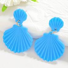 1 Pair Women's Acrylic Shell Textured Fashion Earrings, Suitable For Summer Beach Vacation Wear - Multicolor - View 3