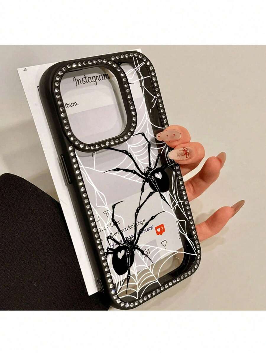 A Double-Sided, Diamond-Studded 3-In-1 Phone Case Designed For The 16 Pro Max, Compatible With Models 16, 15 Pro, 14, 14 Plus, 14 Pro Max, 13, 13 Pro, 12 Pro, And 11 Pro Max Series. This Soft Bag Is Resistant To Falls And Stains, Making It Suitable For Both Men And Women And Adorned With Diamond Decorations. - nero - Visualizzare 1