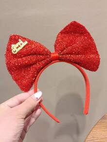 1pc Teen's Christmas Headband, Cute Red Bow Headpiece, Christmas Atmosphere Decoration Accessory - Multicolor - View 8