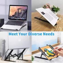 Laptop Stand For Desk, Ergonomic Design Adjustable Aluminum Foldable Portable Computer Stand, Compatible With MacBook Air Pro, HP, , , More 10-15.6"Inch And Tablets (Black){Inchcolor_nameinch:InchBlackinch} - màu đen - Xem 7