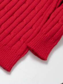 1pc Tween Girls' Fashion Casual Outdoor Minimalist Versatile Commute Sweater, Autumn/Winter - Red - View 4