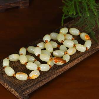 1pc Natural Calcite Stone Handcrafted Carved Bracelet, Suitable For Men And Women Everyday Wear