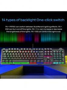 HP K10G Mechanische Tastatur, 104 Tasten, im laufenden Betrieb austauschbare, anpassbare Schalter, vollständiges N-Key-Rollover, stabile Kabelverbindung, geeignet für den Bürogebrauch, schwarze gemischte Hintergrundbeleuchtung mit braunen Schaltern.