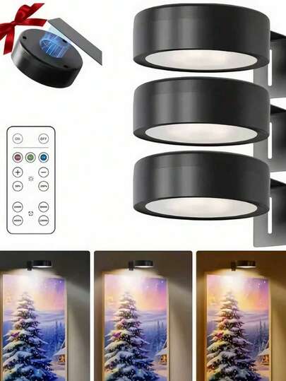 3pcs Remote-Controlled Press 3-Color Magnetic Iron Wall Lamp, Adjustable Color Temperature And Brightness, Timed Off Patting Light, Sleep Night Light, Suitable For Bedside, Bedroom, Study, Staircase, Entrance Hall, Corridor Wall Light, Study Light, Streamlined Design, Modern Lighting, Dimmable Light, Touch Light (Without Battery)