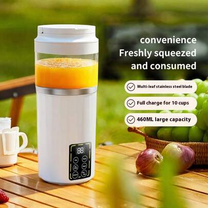 USB Rechargeable Portable Cordless Blender And Smoothie Maker - Easy To Clean, Great For Milkshakes, Smoothies And Fresh Fruit Drinks - With Digital Display, Ideal For Home, Office, Travel Outdoor, 460ml Mini Smoothie Blender, Waterproof Design