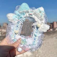 1个新款可爱柔粉色相册卡套，4种颜色可选，手工DIY成品即时照片展示相册支架，毛绒猫耳明星卡套，兔耳蝴蝶结蕾丝背包装饰，动漫JK洛丽塔配饰，蓝色，紫色 - 彩色 - 查看 13