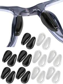 5/10-Pair Black Super Sticky Anti Slip Nose Pads For Glasses With Air Chamber Design | Enhanced Grip & Comfort Fit Eyewear Accessories - Multicolor - View 1