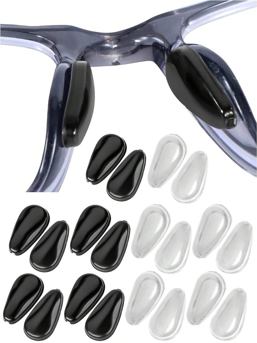 5/10-Pair Black Super Sticky Anti Slip Nose Pads For Glasses With Air Chamber Design | Enhanced Grip & Comfort Fit Eyewear Accessories - Multicolor - View 1