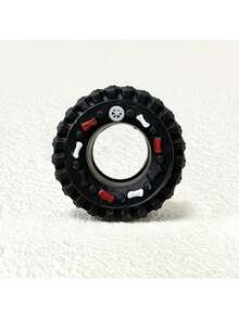 1pc Durable Puppy Teething Toy, Interactive Tire Chew Toy With Elastic Anti-Bite Design And Colorful Dots, Suitable For Teeth Training And Play Time, All Breeds And Sizes, Teething Toy, Interactive Dog Toy, Durable Dog Toy. Sound Dog Chewing And Tough Anti-Bite Design, Dental Training And Play Time, Teething Puppy Toy, Interesting Design, Sturdy Structure, No Battery