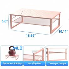 2-Tier Metal Monitor Stand Riser, Desk Organizer For Monitor, Office Desk Storage Organizer For Office Supplies (Rose Gold){Inchcolor_nameinch:InchRoseGoldinch} - 玫瑰金色 - 查看 6