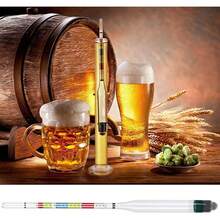 Medidor de Hidrómetro de Triple Escala, Probador de Hidrómetro con Escalas de Densidad de Etanol de Azúcar, Medición de Elaboración de Cerveza Y Vino para Vino, Cerveza,Herramientas de Medida y Cata - 1 - Ver 8