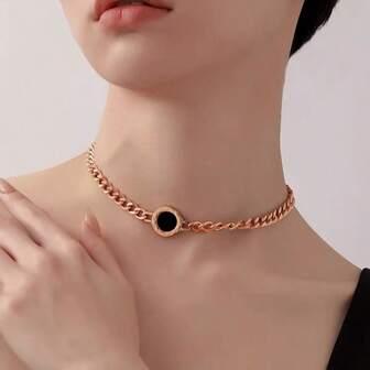 Roman Numeral Rose Gold Chunky Chain Necklace