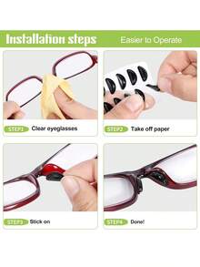 5/10-Pair Black Super Sticky Anti Slip Nose Pads For Glasses With Air Chamber Design | Enhanced Grip & Comfort Fit Eyewear Accessories - Multicolor - View 4