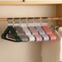 YITU 10/20pcs Metal Hangers, Plastic-Coated Hangers, Rust-Proof Dry & Wet Use Adult Clothes Drying Rack, Iron Art Hangers, Upgraded Non-Slip Seamless Coat Hanger, Suitable For Bedroom, Balcony, Outdoor Drying - Multicolor - View 3