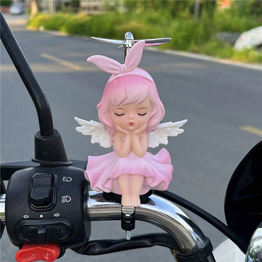 A Cute Little Yellow Duck Bicycle Electric Vehicle Motorcycle Decoration Car Ornament Beautiful Girl Figurine Hanging Accessory - 3 - Xem 1