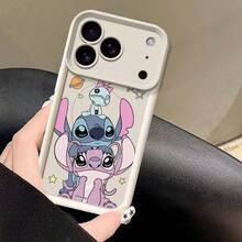 Miniso Phone Case With Stitch, Angel & Scrump From Disney's Lilo & Stitch Print, Featuring Stars, Planet & Cartoon Design,Elements Shockproof TPU Phone Shell For IPhone,IPhone 17/17 Pro/17 Pro Max/17 Air/16/15/14/13/12/11/X Series,Iphone 17 Pro Max Case,Iphone 17 Pro Case,Iphone 17 Case,Stocking Stuffers,The Girlfriend,The Chosen,Early Fall Fashion - 玫瑰紅 - 查看 2
