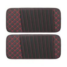 2pcs Car CD Visor Storage Cases Vehicle Sun Visor Organizer With 10 DVD Storage Sleeves Black With Red Line{Inchcolor_nameinch:InchRedinch} - Red - View 1