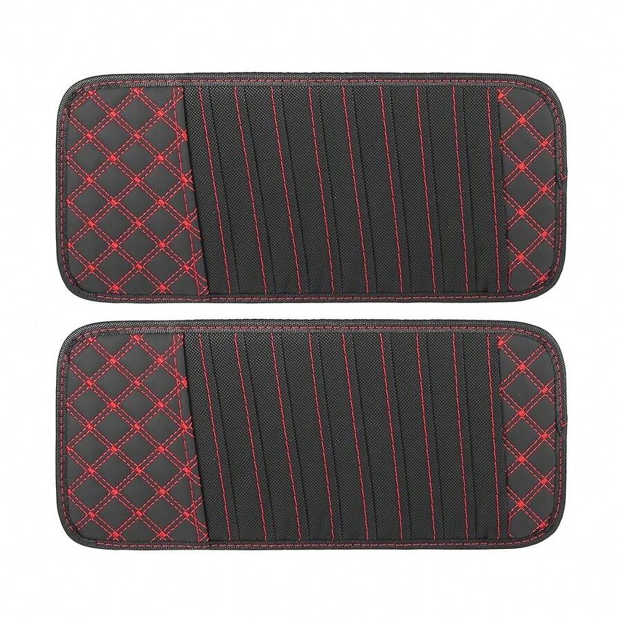 2pcs Car CD Visor Storage Cases Vehicle Sun Visor Organizer With 10 DVD Storage Sleeves Black With Red Line{Inchcolor_nameinch:InchRedinch} - Red - View 1