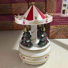 1 peça de plástico + madeira + peças de metal, caixa de música giratória para árvore de Natal, carrossel mecânico clássico para árvore de Natal, caixa de música de 8 notas, presente criativo, decoração de Natal (problemas de artesanato, sangramento de cor inevitável, transbordamento de cola, cuidado com compradores sensíveis) - Multicolorido - Ver 10