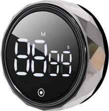 WEEKSUN Temporizador Digital,Temporizador Digital de Cocina con Gran Pantalla Led,Temporizador Rotativo Magnético Cocn Volumen Ajustable,Adecuado para La Cocina,el Aprendizaje y el Deporte - Negro - Ver 9
