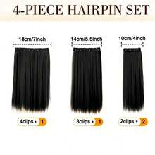 Synthetic Long Straight Hair Extensions Clip In Set Four Pieces Natural Volume Wig Heat-Resistant Wigs For Women Daily Party Use - Multicolor - View 6