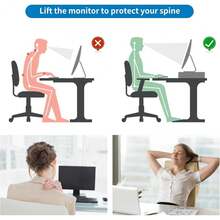 2-Tier Metal Monitor Stand Riser, Desk Accessories & Workspace Desk Organizers, Office Desk Storage Organizer For Office Supplies (White){Inchcolor_nameinch:InchWhiteinch} - White - View 5