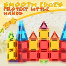 Mini Size Magnetic Building Blocks - STEM Toys Construction Set With DIY Magnetic Tiles, Learning Educational Magnet Toys, Random Colors For Birthday Gift - Multicolor - View 6