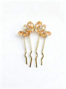 1pc Women's Elegant Rhinestone Butterfly Decorative Hair Clip, Metal Rhinestone Material, Updo Hairstyle Lightweight Luxurious Elegant Design, Butterfly Rhinestone Hair Comb, Suitable For Daily Outings, Luxury Outfits, Elegant Style Matching, Headpiece, Haircomb, Side Comb