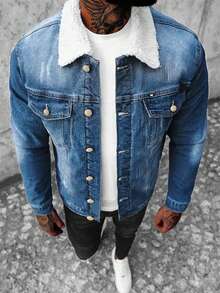 Men's Retro American Style Denim Jacket, For Fall