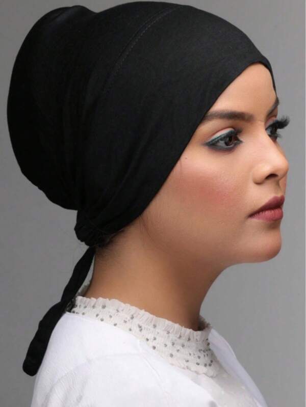 1 pieza Gorro turbante de unicolor, simple y de moda, con correa suave, pañuelo, diadema, gorro para quimioterapia, adecuado para la vida diaria y deportes al aire libre