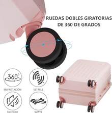 Maleta 20 Pulgadas, Maleta de Viaje 10 kg, Ruedas Giratorias 360 ° , Resistente ABS, con Neceser, Portavasos, USB Puerto de Carga, Candado de Combinación(Negro) - rosa - Ver 8