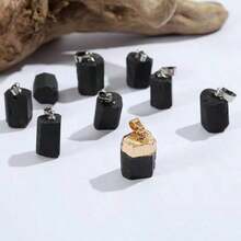 1 قطعة من قلادة العلق الأسود الطبيعي، حجر كريستال خام غير منتظم الشكل، قلادة مجوهرات DIY، قلادة عمود كريستال أوروبية وأمريكية - متعدد الألوان - مشاهدة 1