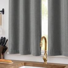 95% Blackout Boho Kitchen Curtains 36 Inches Cafe Tier Curtains Bohemian Small Drapes For Bedroom RV Basement Half Window Room Darkening Thermal Insulated 2 Panels Blue On Beige - 灰色 - 查看 9