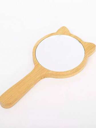 1 pieza Espejo de maquillaje portátil de madera, espejo de maquillaje colgante, conveniente para uso en el hogar y dormitorio, espejo pequeño a prueba de humedad