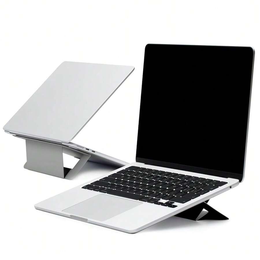 Soporte para portátil de escritorio, elevador de refrigeración por aire adhesivo para disipar el calor con 2 ángulos de visión ajustables, soporte de ordenador plegable y portátil compatible con portátiles de 11 a 16 pulgadas, Gris Frío{color_name:Gris Frío,size_name:Versión Adhesiva-AirFlow - CoolGrey - Ver 1