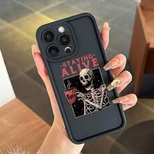Funda para celular con patrón de calavera oscura, protección elegante para iPhone XR 11 12 13 14 15 16 Series, accesorio perfecto para artistas en vacaciones - Negro - Ver 6
