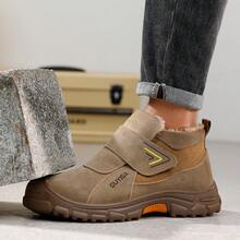 GUYISA 升级版钢板安全鞋，增强防刺穿性能！冬季加厚保暖层，防压、防刺穿、耐磨、阻燃、隔热焊接系列中帮防护鞋，符合欧洲标准的钢制鞋头保护，温暖舒适！ - 棕色保暖 - 查看 7