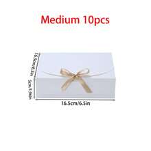 10个装 - 白色礼盒，带盖和丝带，适用于伴娘邀请函、婚礼、生日礼物、婴儿派对、聚会、情人节礼物和其他场合。
