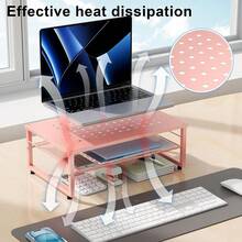 2-Tier Metal Monitor Stand Riser, Desk Organizer For Monitor, Office Desk Storage Organizer For Office Supplies (Rose Gold){Inchcolor_nameinch:InchRoseGoldinch} - 玫瑰金色 - 查看 4