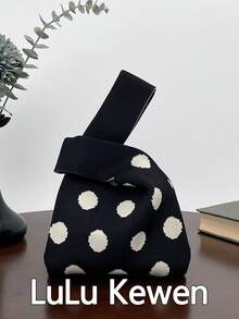 lulu kewen Túi xách mini nữ, túi đan móc casual, túi đeo chéo nhỏ nhắn cho nữ, túi đan móc chấm bi, túi xách nữ thanh lịch, túi thời trang cho nữ, thích hợp cho kỳ nghỉ, trường học, đi làm, mua sắm, tiệc tùng, tụ họp, dạo phố, du lịch, cắm trại - Món quà lý tưởng, lễ kỷ niệm, đám cưới - màu đen - Xem 2