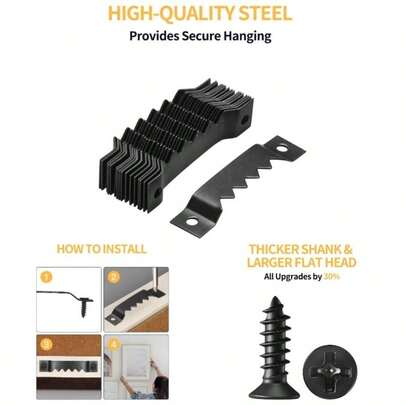 60 Pack Sawtooth Picture Hangers U2013 Small Heavy - Duty Hanging Kit, 2 Sizes Photo Frames, Art, Paintings, And Canvas Hooks