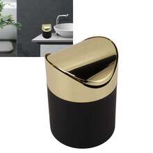 Catvia de basura de mesa, Descanse de escritorio acero inoxidable Hogar Bash Trash Copa de papel de papel Bin de basura con tapa de oro para oficina, cocina, tocador - 1 - Ver 9