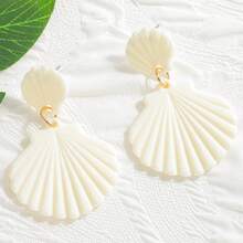1 Pair Women's Acrylic Shell Textured Fashion Earrings, Suitable For Summer Beach Vacation Wear - Multicolor - View 7
