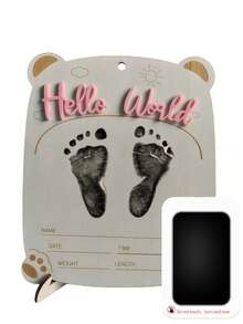 1pc Newborn Photography Props "HELLO WORLD" Baby Birth Announcement Sign, Wooden Baby Name Announcement Plaque, Baby Memorial Items, Baby Shower Easter Gifts, Girls/Boys
